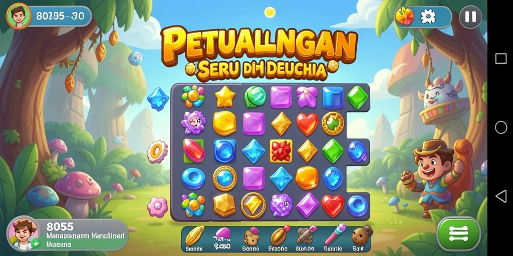 Tampilan gameplay seru dalam game Match-3 8055.