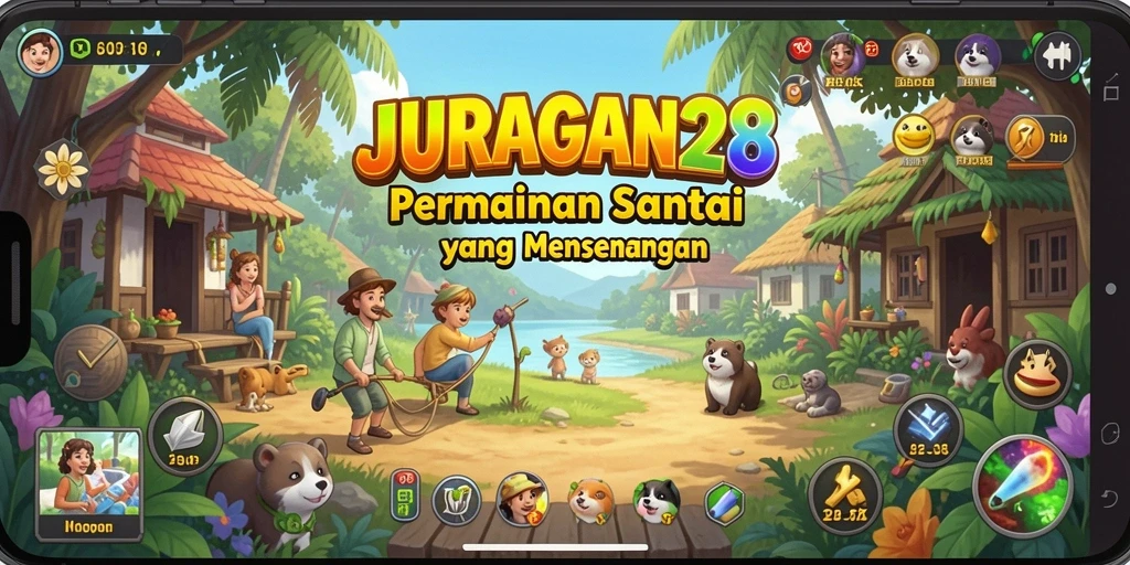 Screenshot gameplay JURAGAN28 menampilkan suasana santai dan interaksi dengan pemain lain.