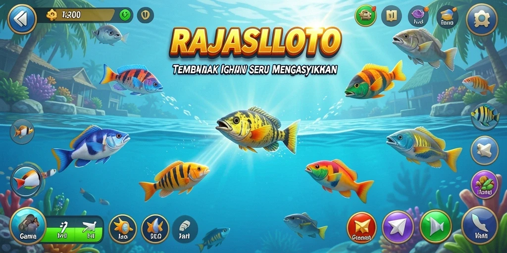 Gameplay seru dalam RAJASLOTO saat menembak ikan.