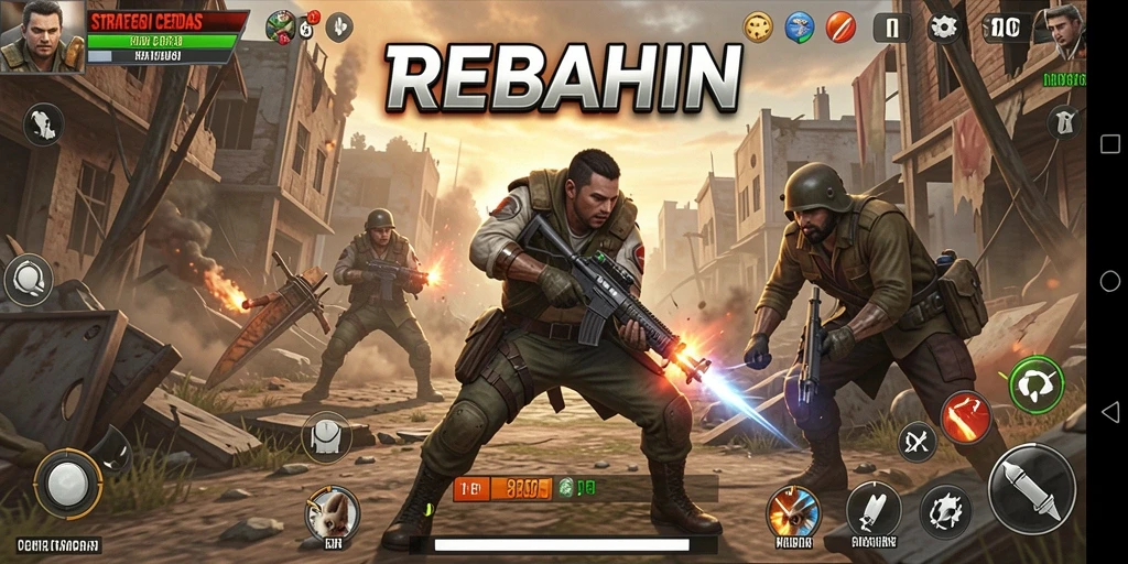 Tampilan gameplay strategi yang mendebarkan dalam REBAHIN.