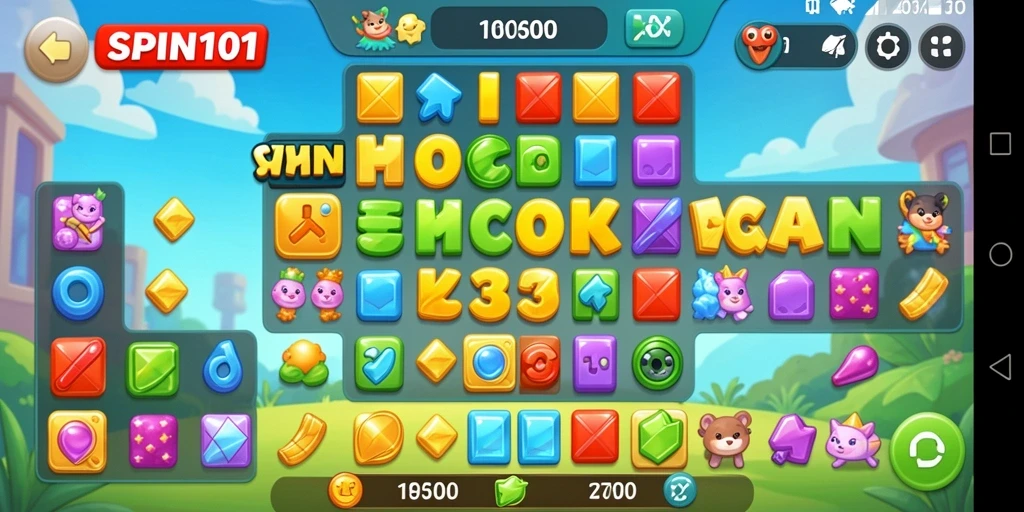 Tampilan permainan SPIN101 dengan elemen Match-3 yang memukau.