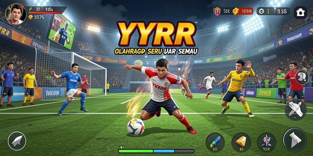 Screenshot menunjukkan aksi mendebarkan dalam permainan olahraga YYRR.